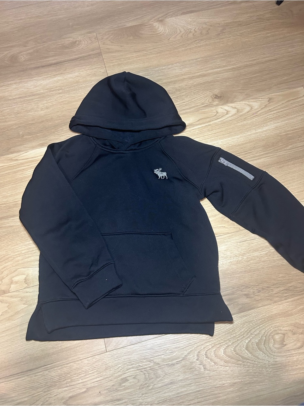 abercrombie kids black hoodie with embroidered moose